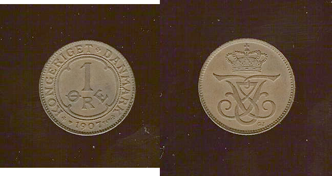 Denmark 1 ore 1907 EF+